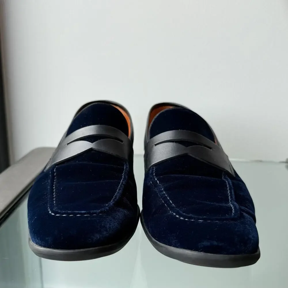Magnanni 'Vale' Penny Loafers Shoes Blue Velvet Mens 7.5 US / 40 EU